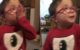 Three year old blows kisses to cookies