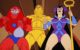 Beast Man and Evil-Lyn stand with a solid gold He-Man