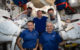 At center in the blue shirts, are (clockwise from bottom left) Expedition 65 Flight Engineers Megan McArthur, Oleg Novitskiy and Mark Vande Hei. The trio is posing with astronauts (from left) Shane Kimbrough and Thomas Pesquet who were preparing for a spacewalk to install new roll out solar arrays on the International Space Station's P-6 truss structure. (Photo via NASA https://www.nasa.gov/image-feature/expedition-65-crew-members-supporting-spacewalkers)