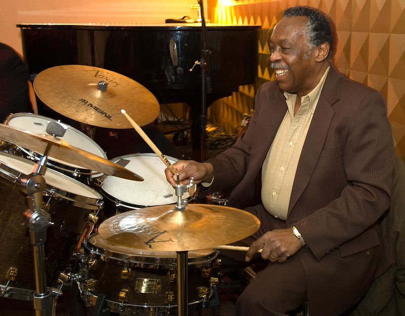 Clyde Stubblefield at the drums, circa 2010. (Photo by Maurice Thaler via Flickr/Creative Commons https://flic.kr/p/8Ue6ud)